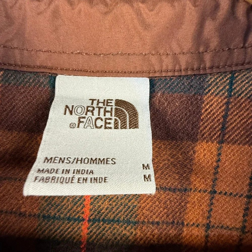 The North Face Mens Orange Green Plaid Flannel Button Down Shirt Medium